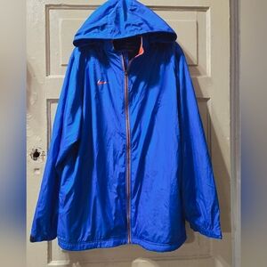 Nike Storm Fit Blue Orange Zip Front Windbreaker Hooded Jacket Size: XXL